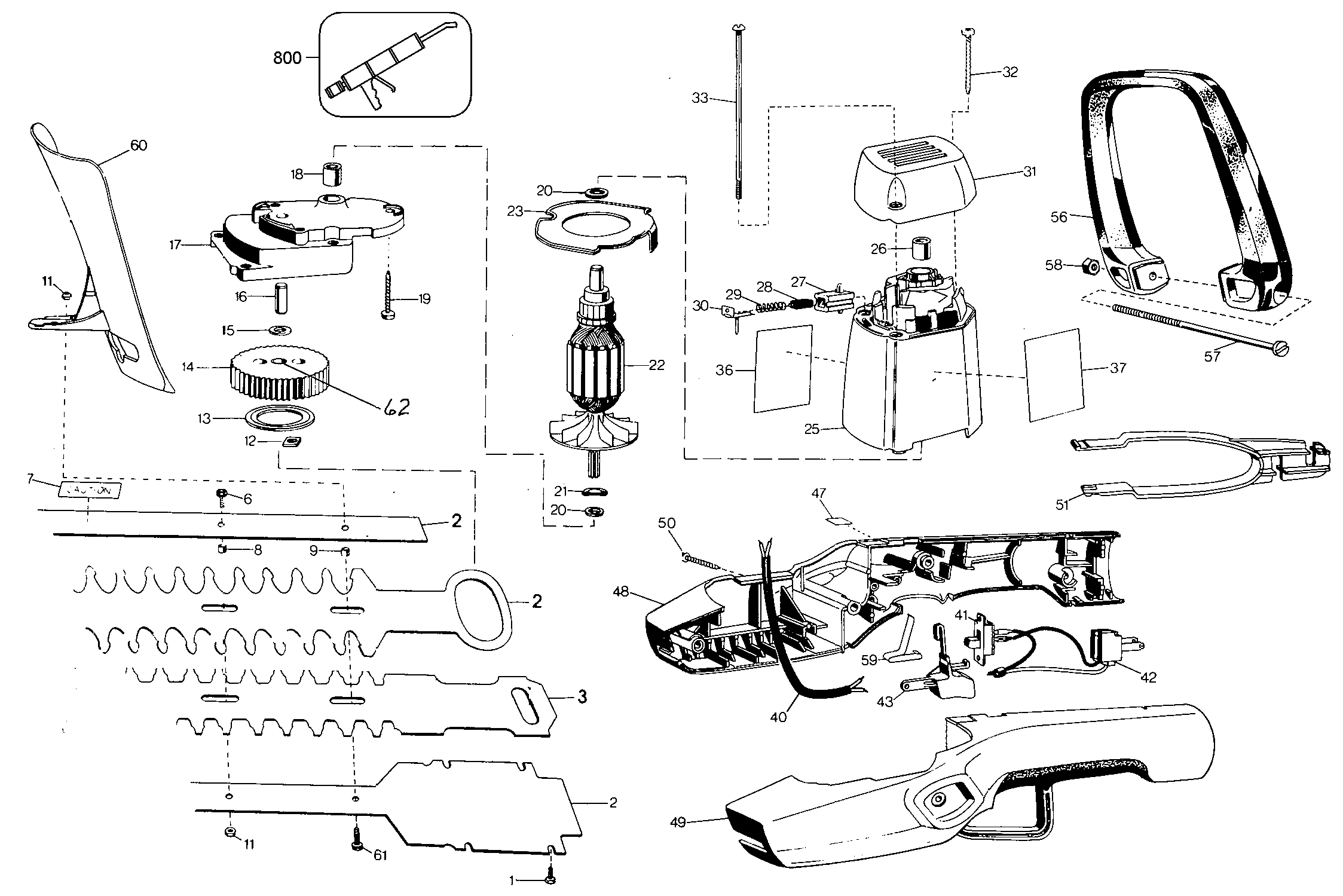 Default Diagram and Parts List for B8144 Type 4 Black and Decker Trimmer